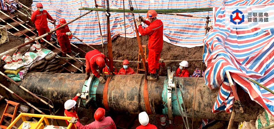 三聯(lián)磁電管道消磁機-西南管道缺陷進行焊口換管工程-管道焊接完成 三聯(lián)磁電管道消磁機-西南管道缺陷進行焊口換管工程-管道焊接完成